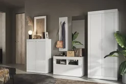 Best Basika Costa meuble entrée laqué blanc brillant