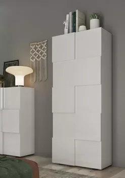 Shop Basika Damier meuble d'entrée laqué blanc