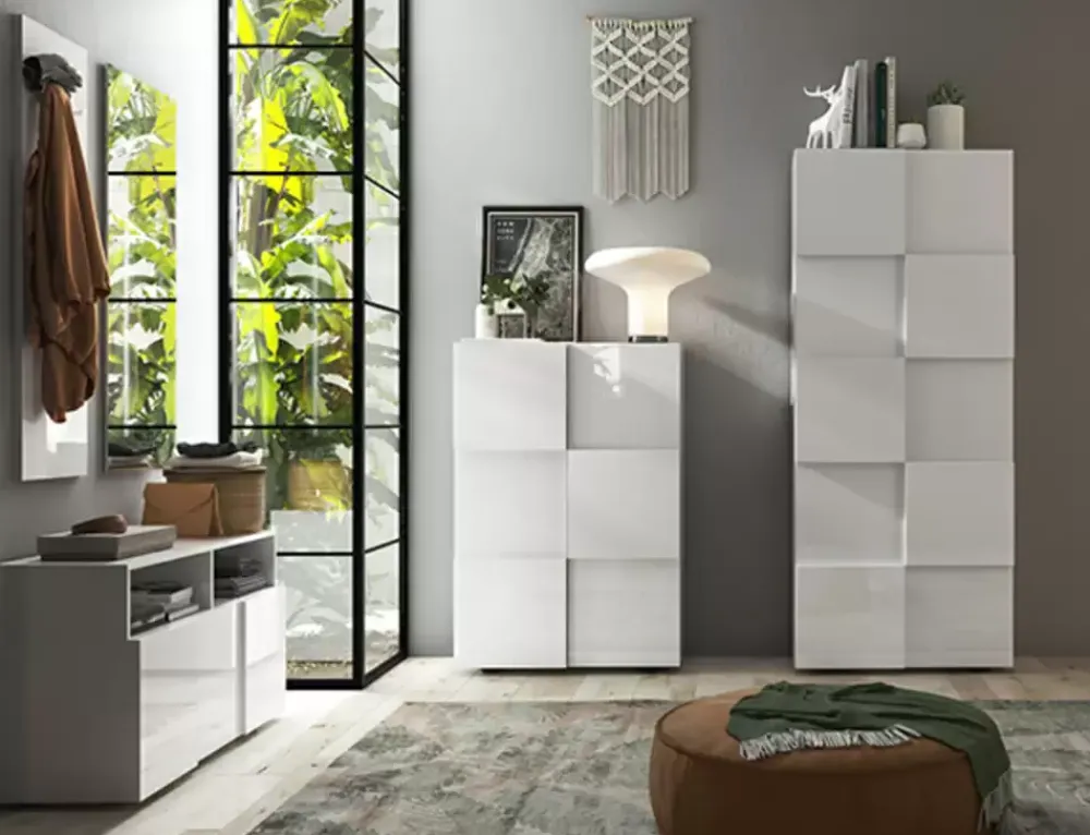 Shop Basika Damier meuble d'entrée laqué blanc