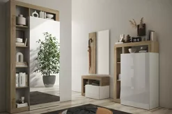 Best Sale Basika Fribourg meuble d'entrée blancbrillant/chene cadiz