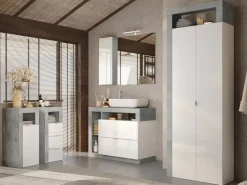 Best Sale Basika Fribourg meuble d'entrée blanc brillant/béton