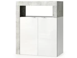 Outlet Basika Fribourg meuble d'entrée blanc brillant/béton