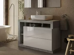Store Basika Fribourg salle de bain blanc/béton