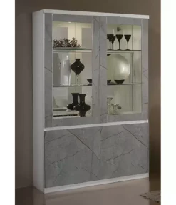 Store Basika Roma laqué blanc/marbré gris
