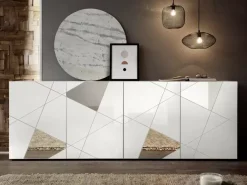 Sale Basika Victoria laqué blanc brillant avec miroir